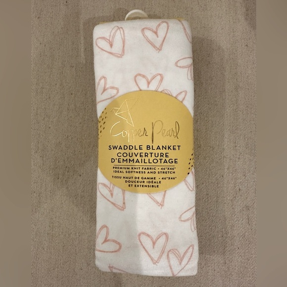 Indigo Other - Copper Pearl NWT Baby Swaddle Blanket Pale Pink Hearts ~ Style Lola 💕